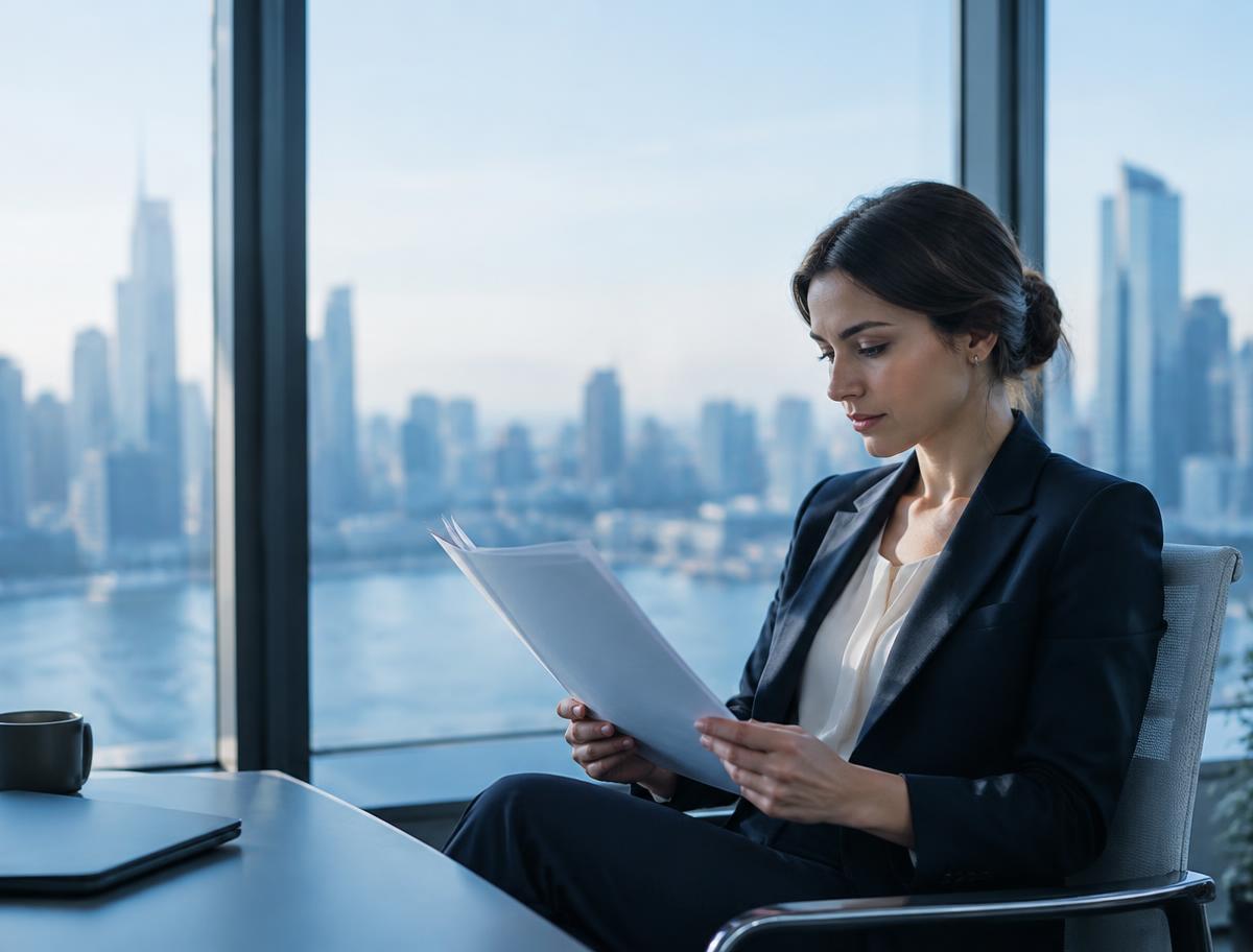 Executive reading a report